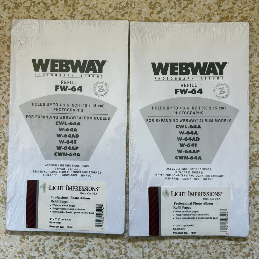 Set 2 NEW Webway Refill Pages Model FW-64 For Expanding Prestige Photo Album